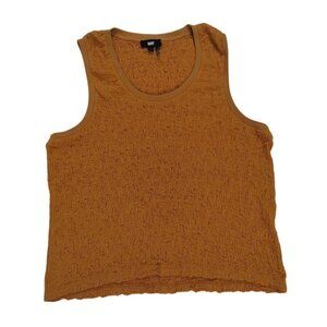 DKNY Textured Sleeveless Mustard Yellow Tank Top Womens L Cotton Blend.